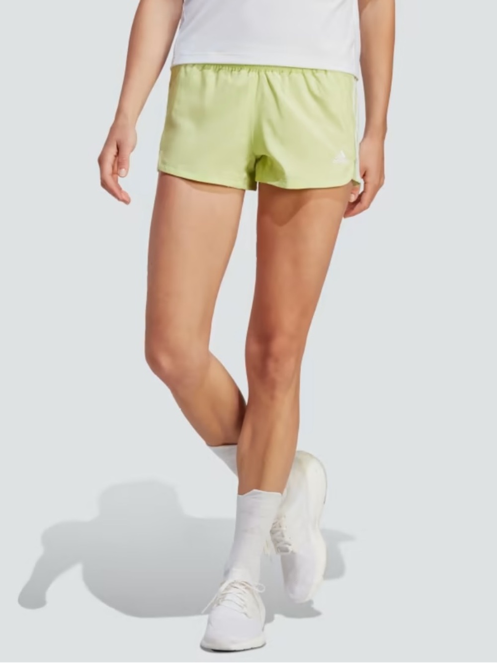 NWT Adidas Pacer 3-Stripes Train Shorts - Pulse Lime/White, Large